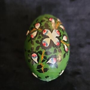Hand-Painted Green Decorative EASTER Egg